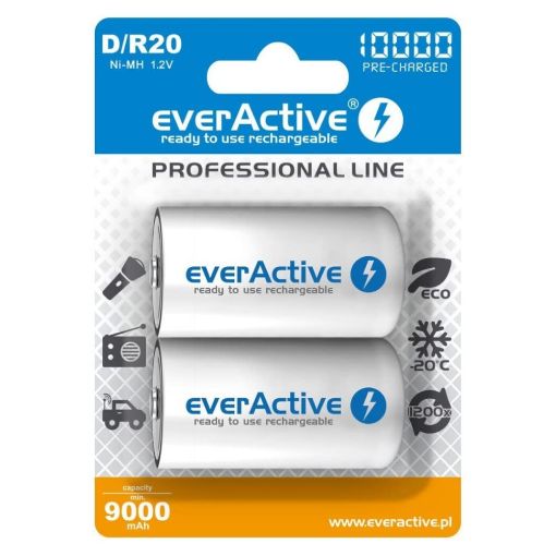 Slika EverActive D Professional Line 1/2 1.2V 10000mAh Ni-MH punjiva baterija