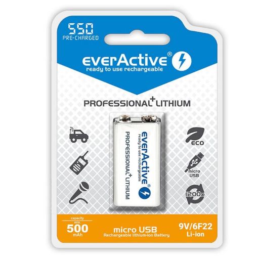 Slika EverActive EVHR22-550 9V (7.4V) 550mAh Li-ion punjiva baterija