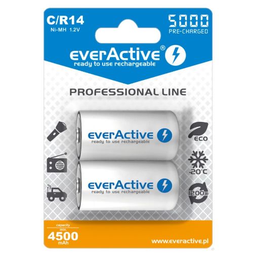 Slika EverActive C Professional Line 1/2 1.2V 5000mAh Ni-MH punjiva baterija