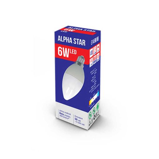 Slika Alpha Star Led sijalica/ E14/ 6W / 220V/ Bela / 4000K/ 480Lm/sveća-minjon