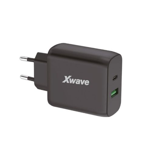 Slika Xwave GaN65w-AC GaN 65W USB-A + USB-C, ultra-brzi punjač za mobilne, tablete, crni