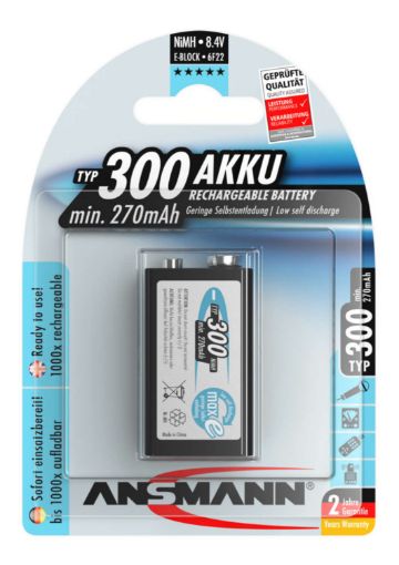 Slika Ansmann maxE 9V 300mAh Ni-MH punjiva baterija