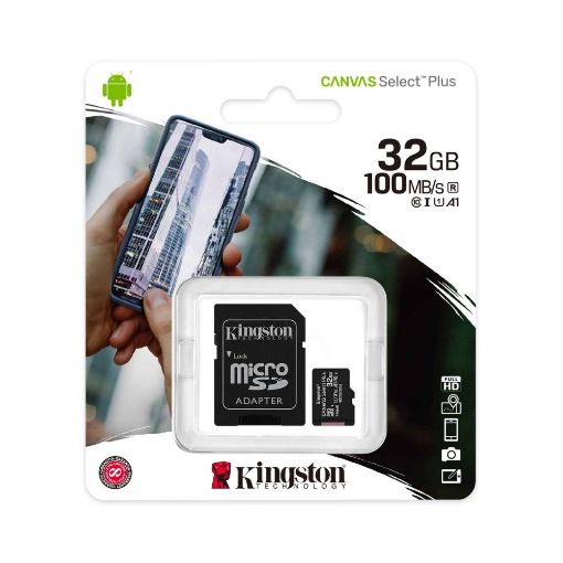 Slika Kingston SDCS2/32GB MicroSD 32GB, Canvas Select Plus, Class 10 UHS-I U1 V10 A1, Read up to 100MB/s, w/SD adapter